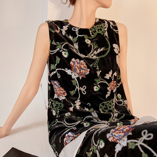 m7109 女 高端中式 国风轻奢重工设计工艺亮片刺绣马甲半裙套装