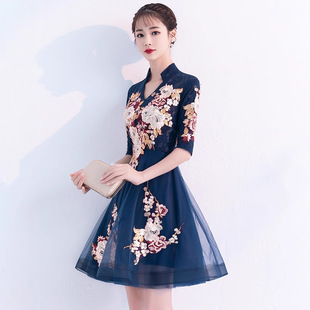旗袍式连衣裙2025新款春女短款现代时尚新式年轻款改良中国风