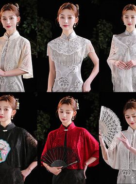 洛士博《批发春夏合集》多色可选棉麻法式婚纱礼服外搭披肩春夏女