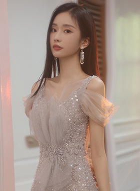 晚礼服2025春夏季新款宴会气质重工轻婚纱订婚连衣裙敬酒服