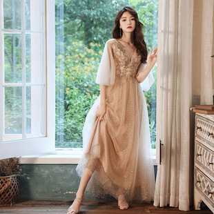 大码晚礼服女胖mm 显瘦2025新款宴会气质大方长款遮肚礼服裙200