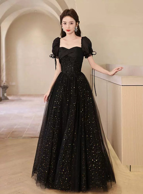 法式晚礼服裙女2025黑色感高端轻奢小众毕业成人礼晚宴礼服女