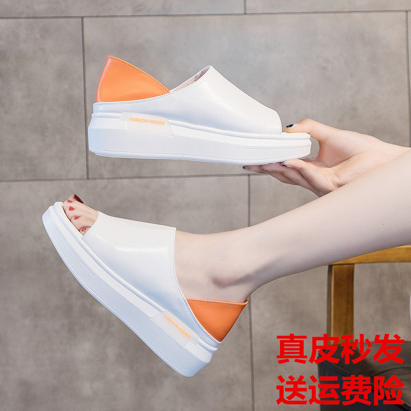 网红凉鞋增高百搭鱼嘴两穿ins潮图片