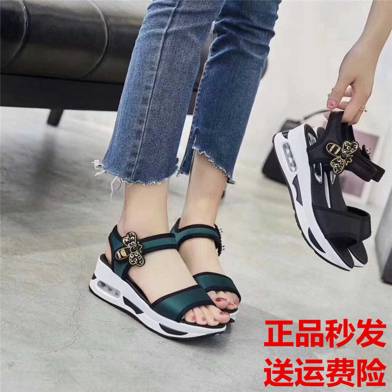 夏季新款百搭学生舒适厚底松糕底气垫仙女风chic平底蝴蝶结凉鞋女