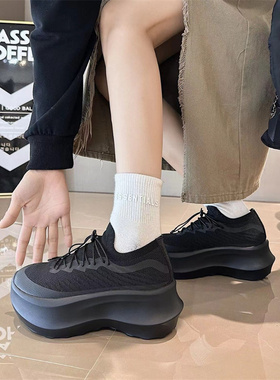 Lisa同款厚底网面老爹鞋女2025夏新款运动松糕底小个子轻便休闲鞋