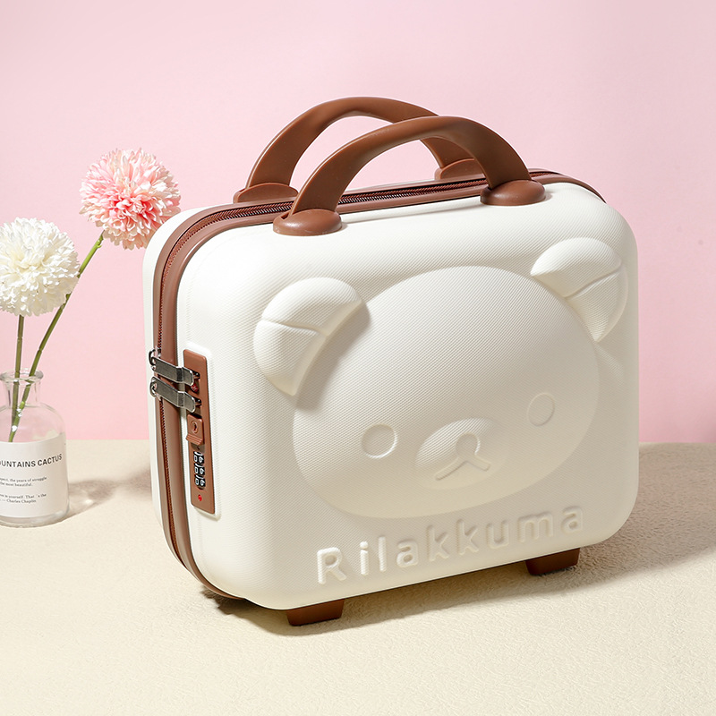 14寸PP手提行李箱3D卡通小熊化妆箱多功能迷你化妆收纳包伴手礼