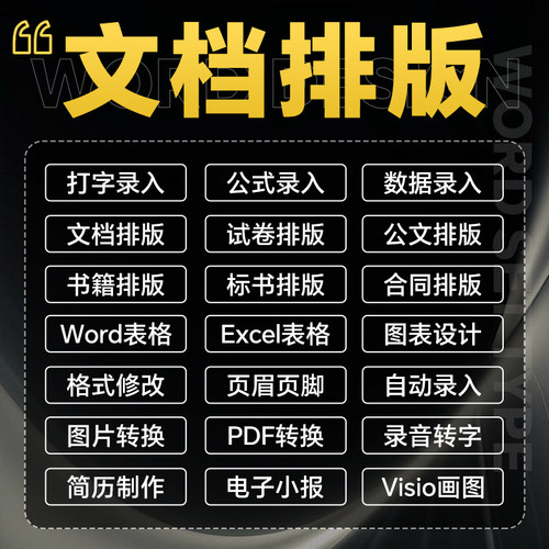 word排版表格代制作做文档格式修改打字服务文字录入PDF转换编辑