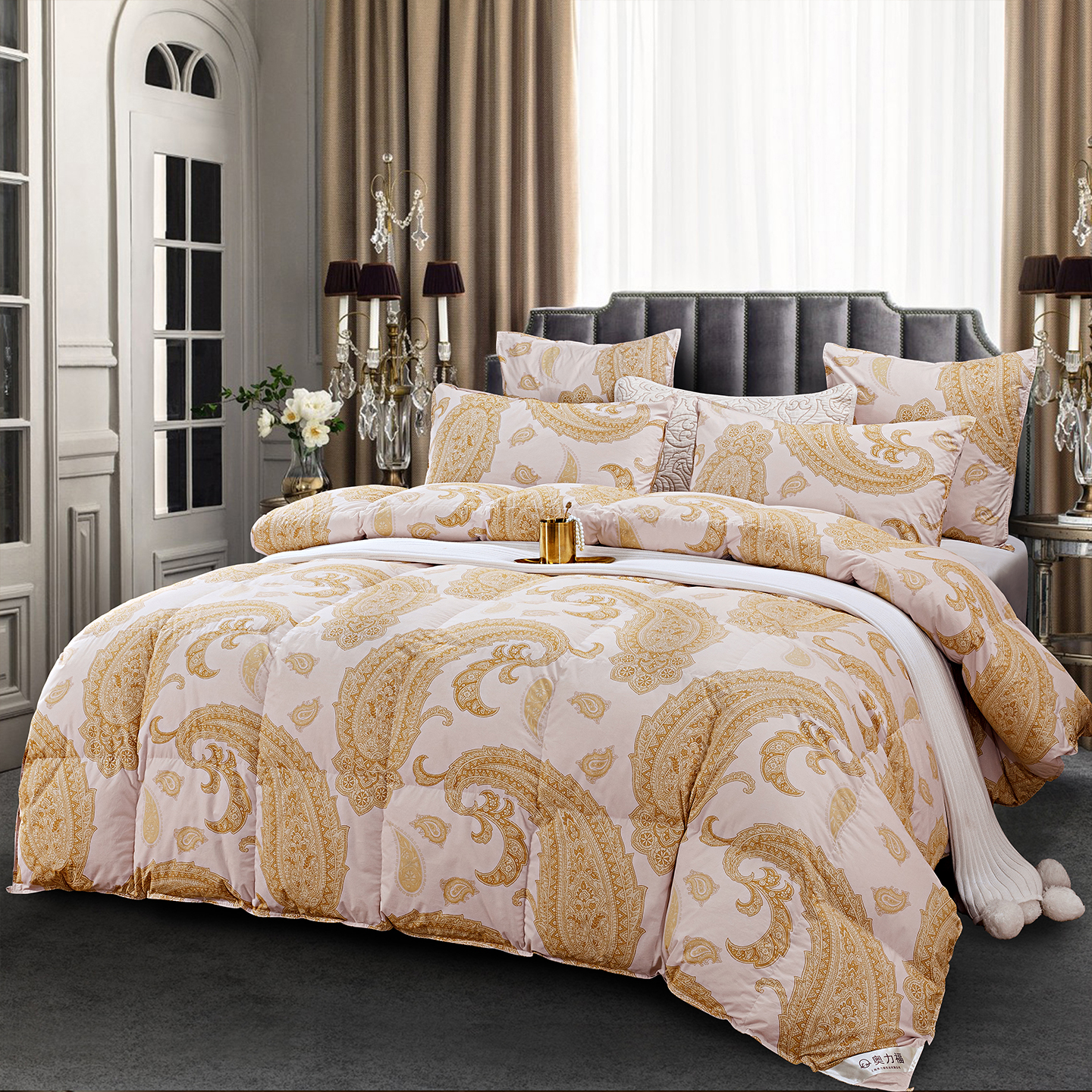 奥力福羽绒被鎏金岁月系列60支全棉95鹅绒深冬被