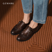 歌迈孟克鞋 布洛克女鞋 女手工皮鞋 复古英伦头层牛皮流苏真皮单鞋