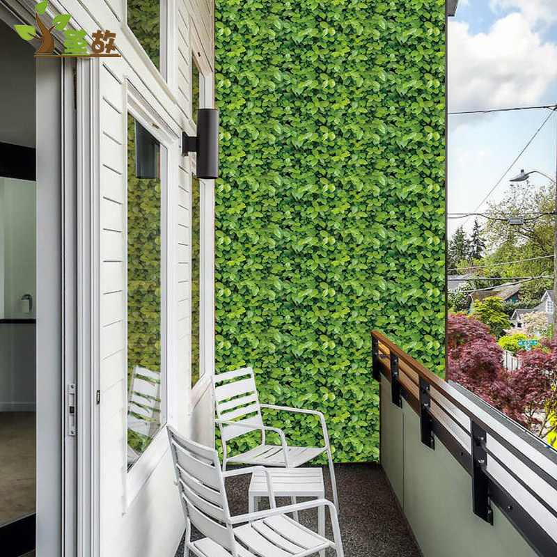 水果店墙纸自粘商用餐饮店背景墙绿叶壁纸店铺装修墙壁纸家用防潮