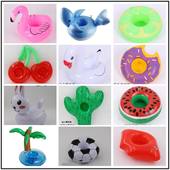 美人鱼草莓充气杯座钻石戒指火烈鸟水果奶茶杯垫饮料杯托拍照道具