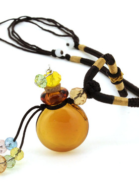 纯色朱砂容器扩香琉璃精油瓶吊坠