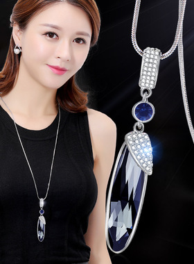 韩版水晶秋冬毛衣链项链
