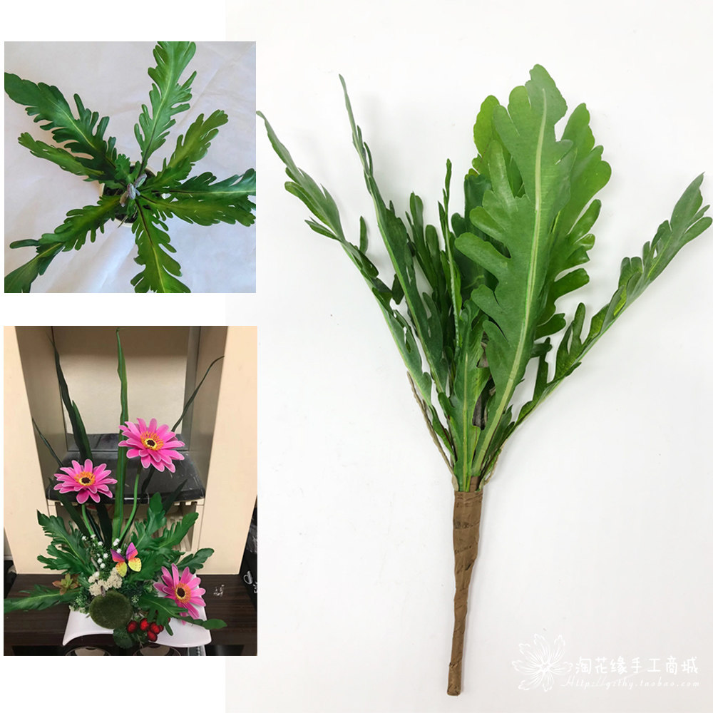 淘花缘丝网花diy材料丝花配件插花仿真菊花叶虞美人 非洲菊叶子