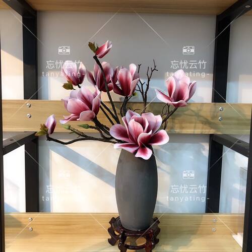 淘花缘丝网花DIY丝袜花材料新款加棉套装 枣红玉兰材料包