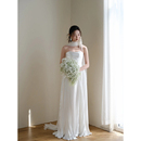 法式 抹胸简约轻婚纱新娘出门纱缎面白色气质高级质感迎宾礼服裙