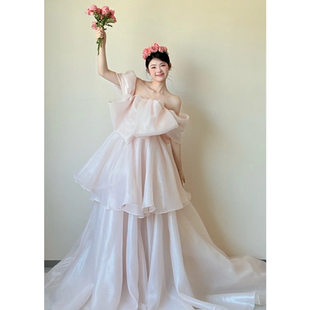 法式 轻奢高级感轻婚纱甜美超仙晨袍新娘敬酒服迎宾出门纱礼服裙