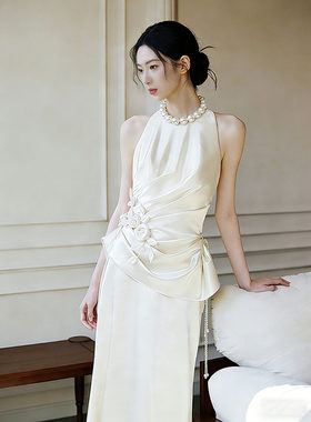 法式小众轻奢出门纱高级感简约气质宴会晚装裙新娘订婚礼服轻婚纱