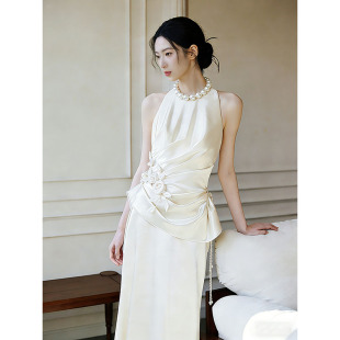 法式 裙新娘订婚长裙礼服 小众轻奢出门纱女高级感简约气质宴会晚装