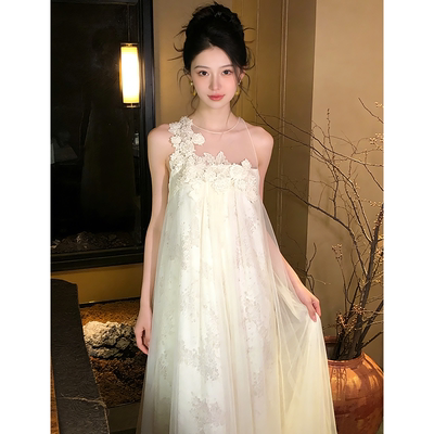 法式超仙森系绝美晨袍轻奢高级感长裙女晚宴礼服新娘订婚敬酒服