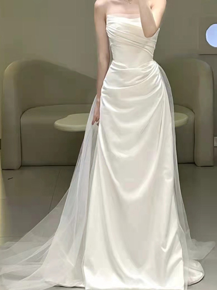 Vanna Fairy French satin tube top light wedding dress Vanna Fairy French satin tube top light wedding dress