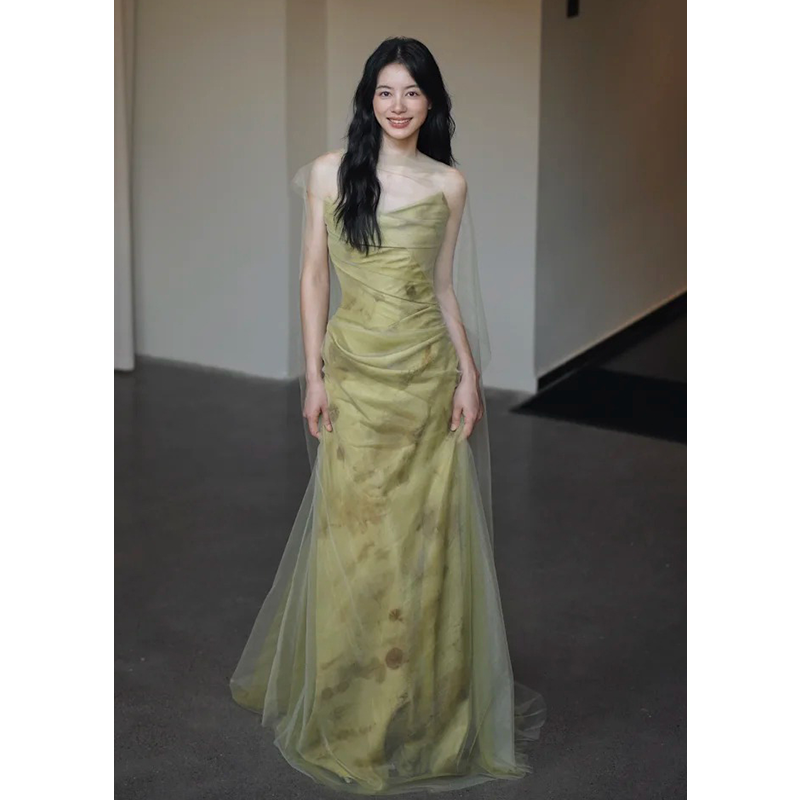 新中式古典优雅轻婚纱小众气质晨袍新娘敬酒服迎宾出门纱礼服裙