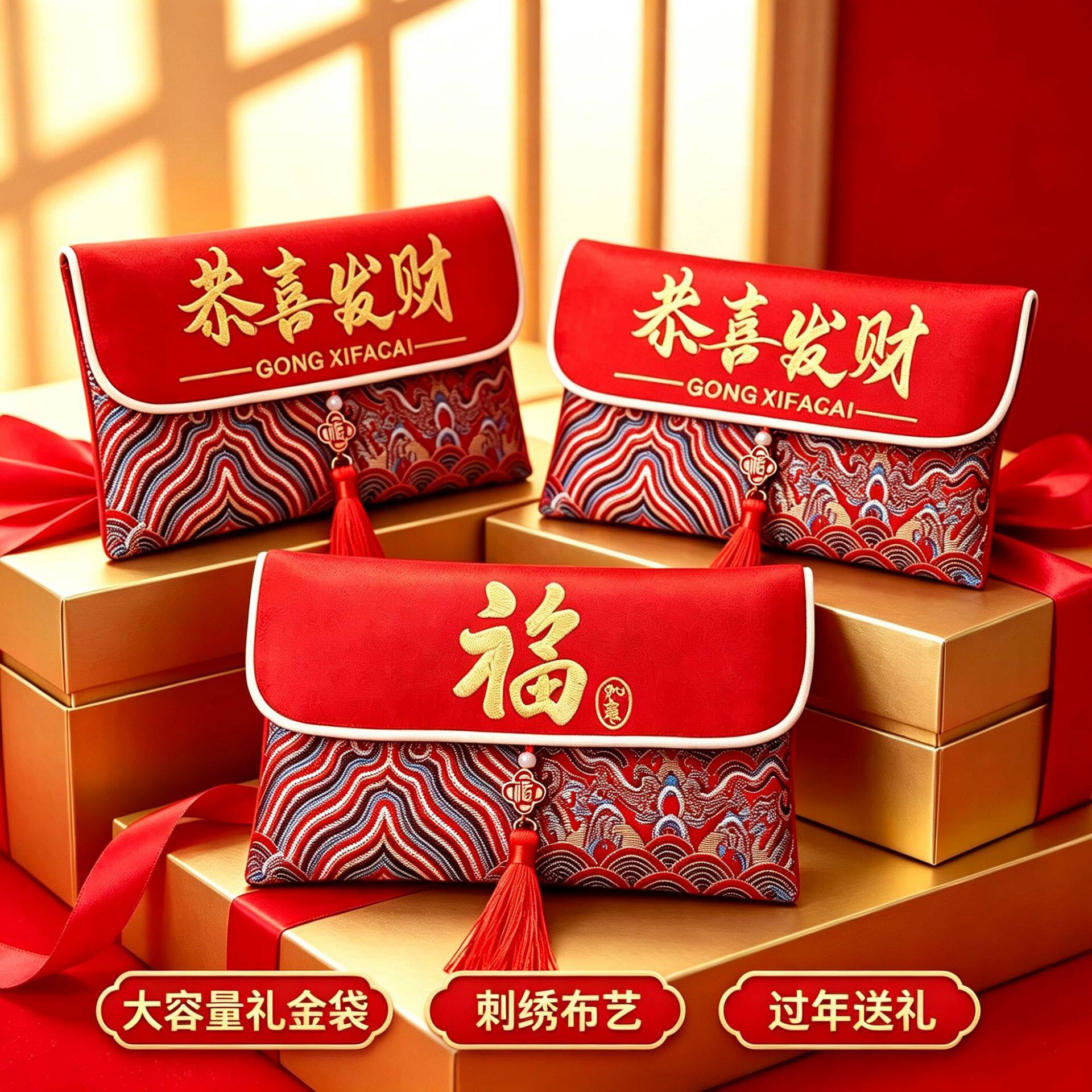 2027新款恭喜发财红包通用生日红包万元福字红包袋见面礼喜包批发