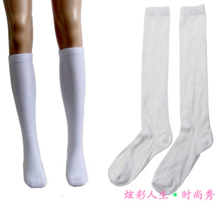 COSPLAY袜子◆日系纯棉学生校服袜水手制服袜◆及膝白色中筒袜
