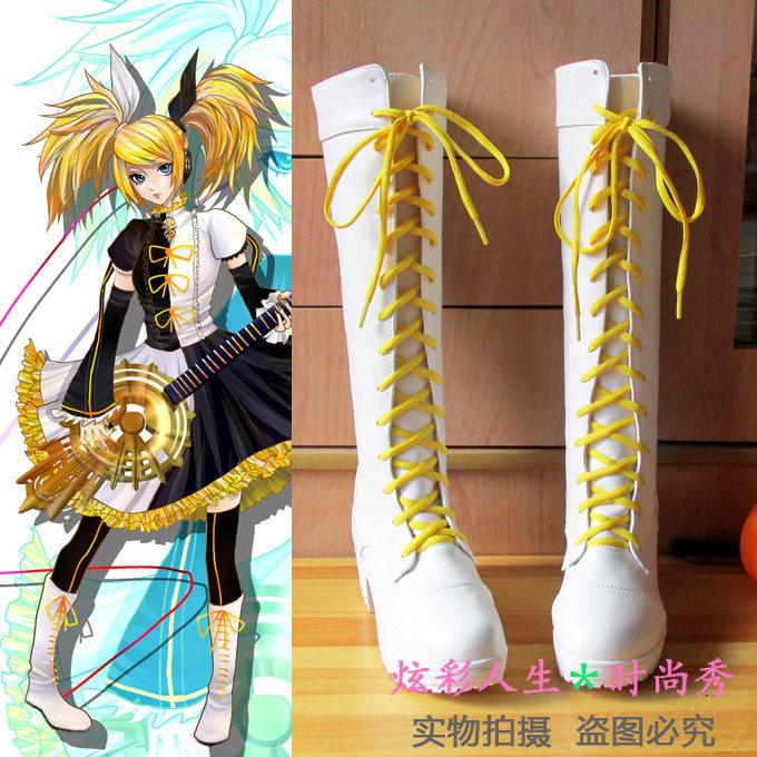 ◆VOCALOID初音未来 镜音双子 镜音铃 炉心融解COSPLAY鞋靴子