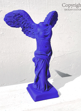 【蓝色时间】原创克莱因蓝色胜利女神树脂石膏雕塑家居艺术摆件