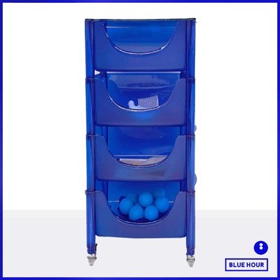 蓝色手推车可移动置物架网红同款