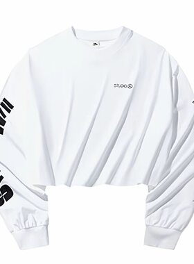 安踏 凉感科技遮热印花纯色圆领套头长袖针织衫 女装 162438401
