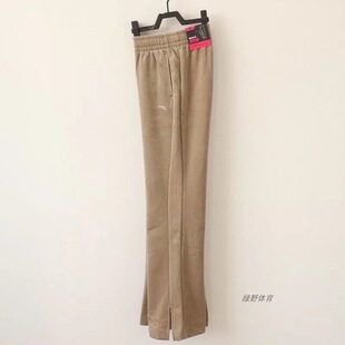 安踏阔腿裤女春季新款垂感灯芯笼宽松直筒休闲运动长裤162447313S