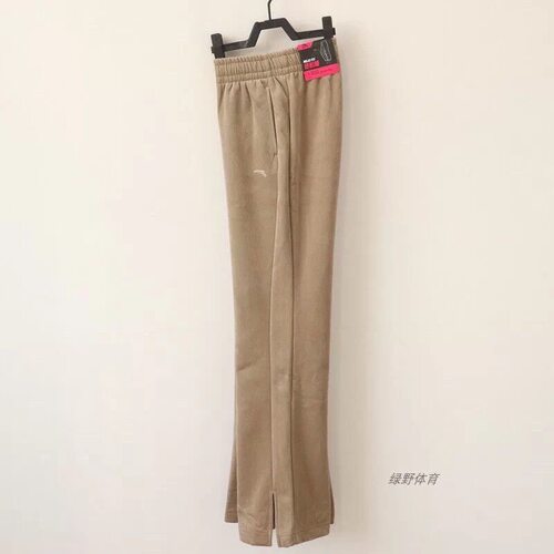 安踏阔腿裤女春季新款垂感灯芯笼宽松直筒休闲运动长裤162447313S