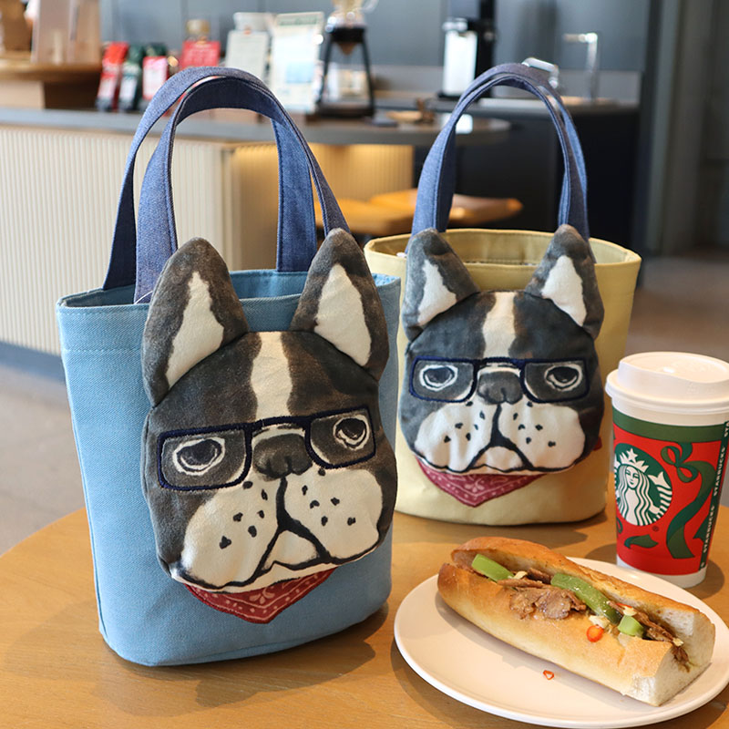 可爱立体小狗帆布水桶包妈咪包