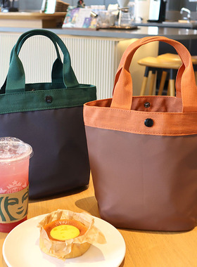 日式简约手提袋百搭通勤小布包便携便当包上班族手拎饭盒袋午餐包