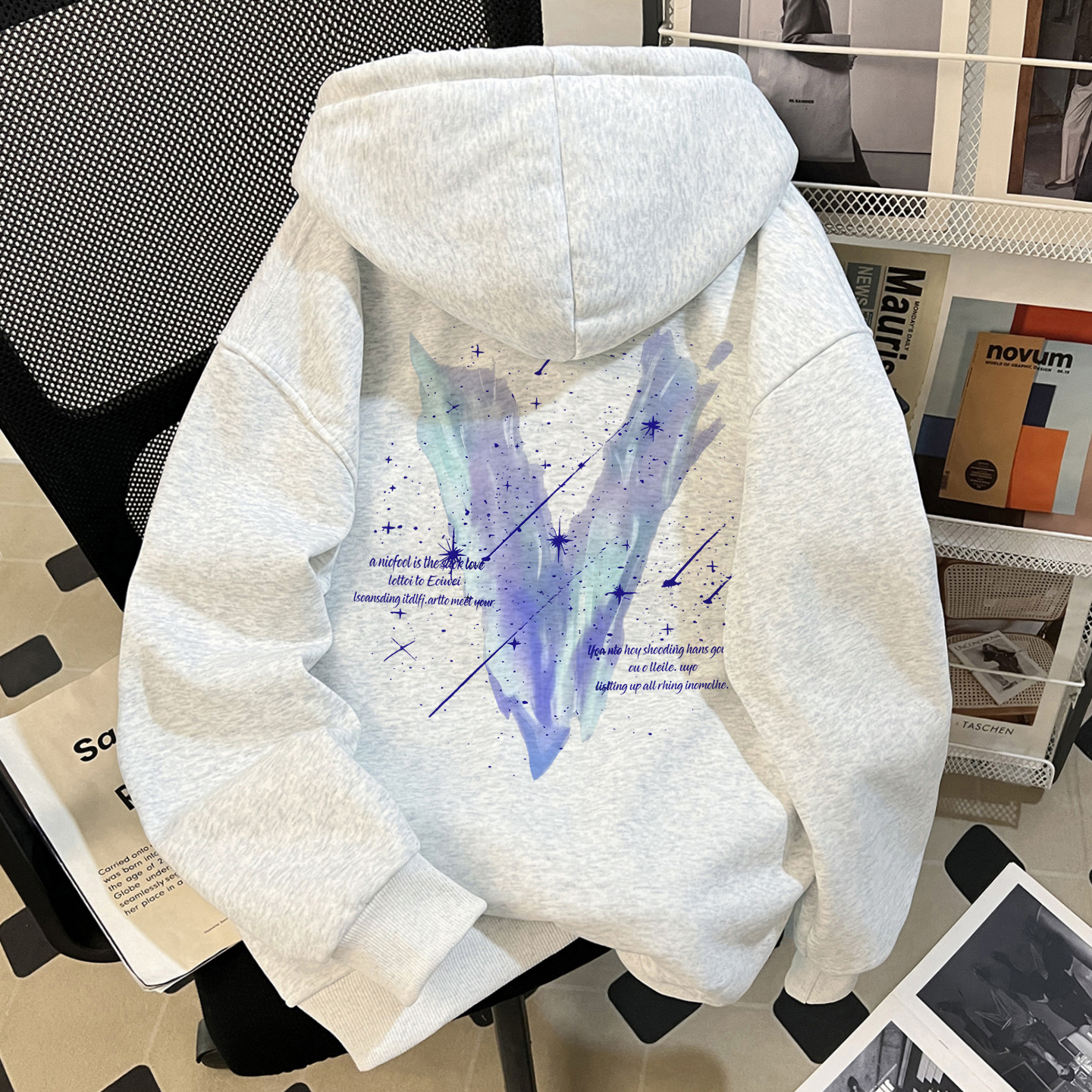 Mardi美式高街灰色连帽卫衣男女款秋冬加绒加厚重磅纯棉宽松潮流