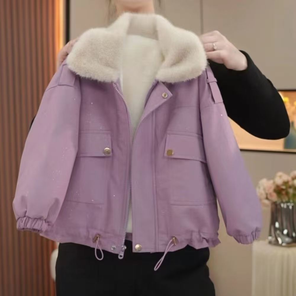 2025女童冬装新款外套初中生洋气棉衣韩版棉服加绒加厚小女孩时尚