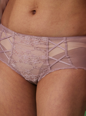 梧桐本色微忆系列23146配性感透明网纱纯棉裆中高腰平角裤WK23147