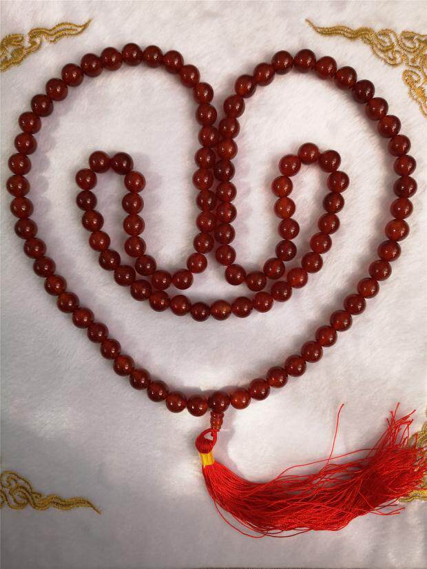 天然巴西红玛瑙108颗佛珠14毫米圆珠玛瑙长串正品玉石念珠饰品