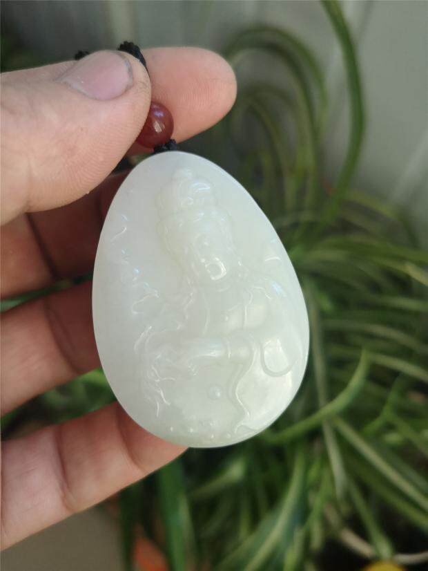 白玉挂件和田玉观音牌