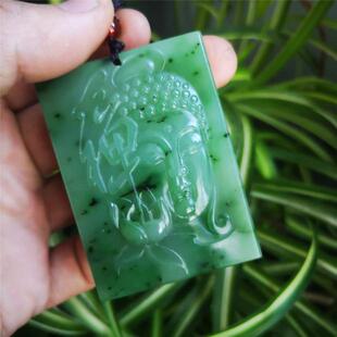 和田玉碧玉大日如来佛祖牌子禅意悟道玉牌天然玉石俄罗斯碧玉挂件