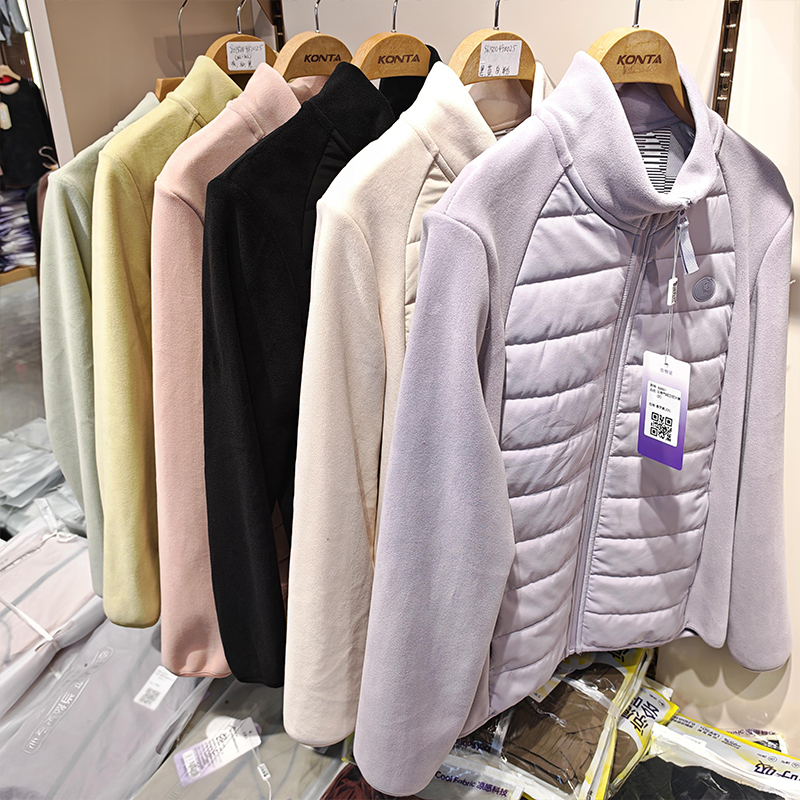 猫有范桔也秋冬女款羊毛蚕丝修身上衣拉链棉服立领开衫外套8801