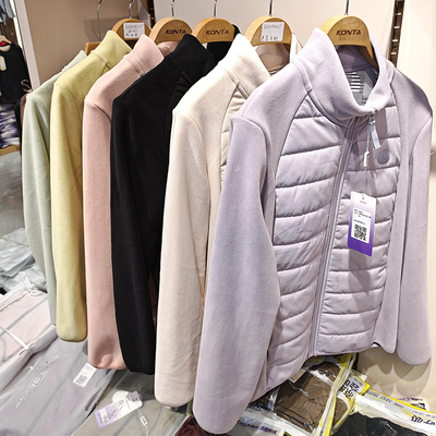 猫有范秋冬女款羊毛蚕丝修身上衣拉链棉服立领开衫外套8801