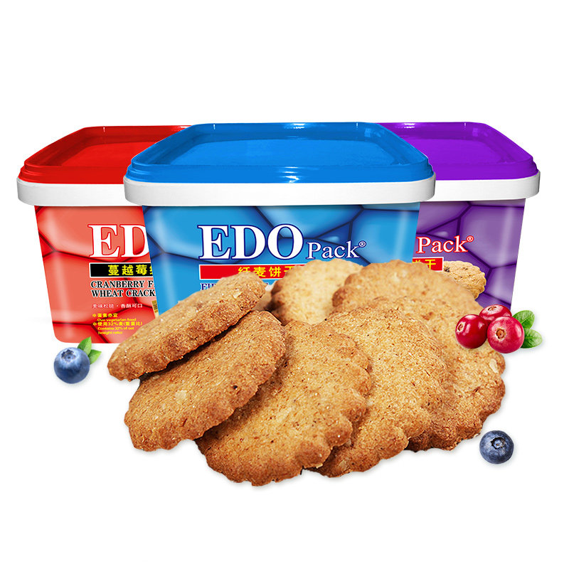 edo 纤麦饼干过年货礼盒装送礼品春节置办整箱网红休闲零食品