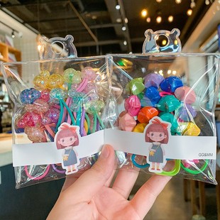 MINIBABY儿童发饰 韩版彩色可爱动物发圈套装女童卡通扎马尾头饰