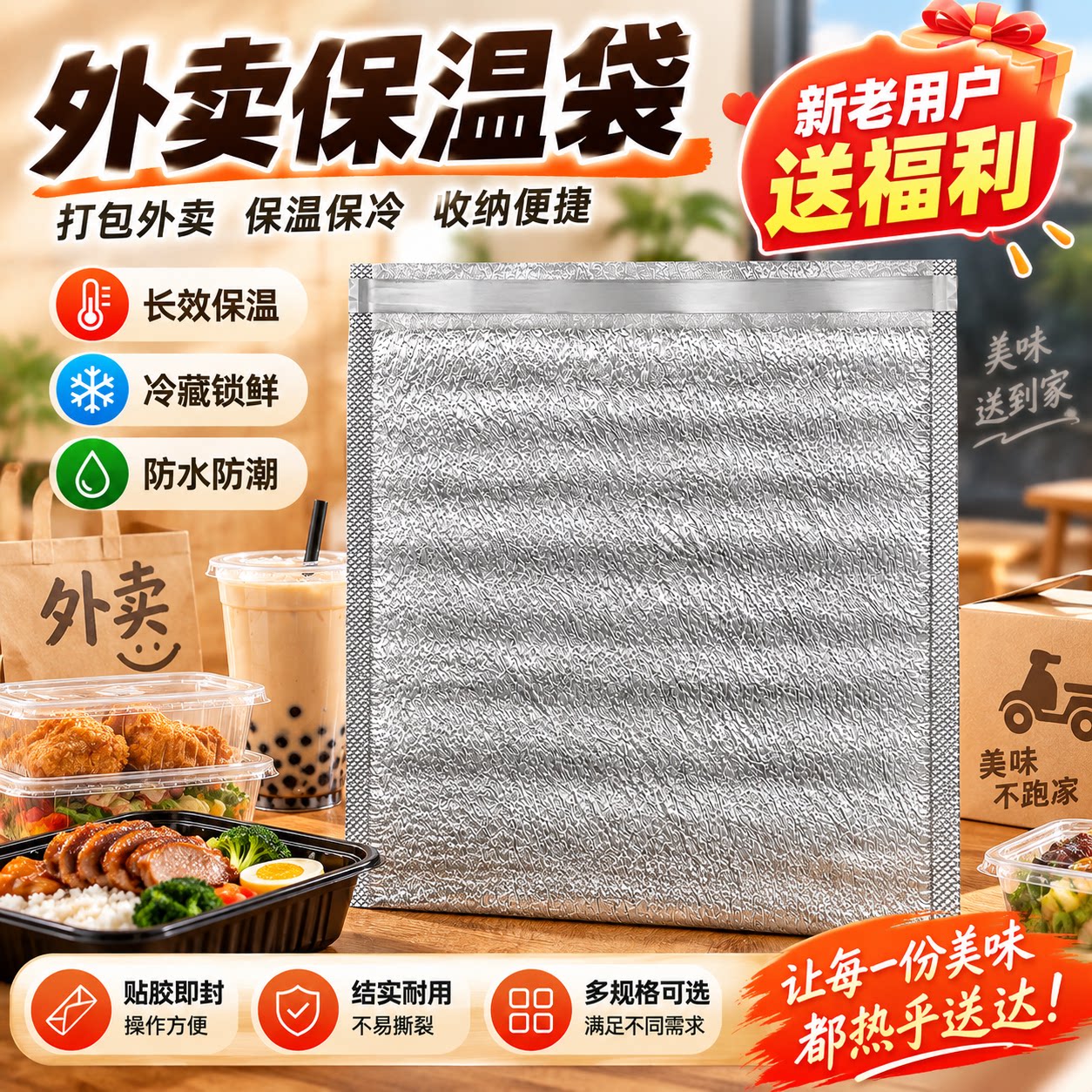 外卖铝箔加厚保温袋保温锡纸袋