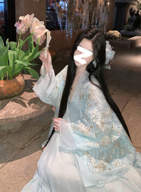 春夏气质新款设计国风新中式重工亮片绣花外套吊带裙套装女 P0457