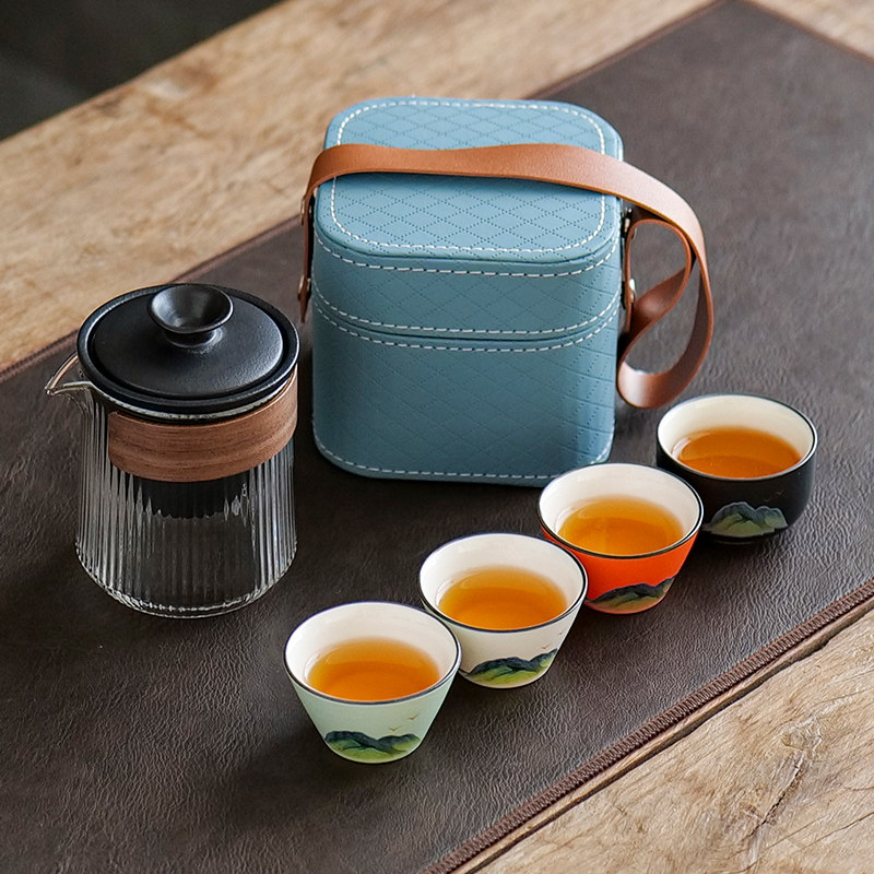 便携旅行功夫茶具套装玻璃快客杯户外旅游露营泡茶壶随身套装礼品,餐饮具,旅行茶具,淘宝优惠券,粉丝福利购,淘宝优惠卷