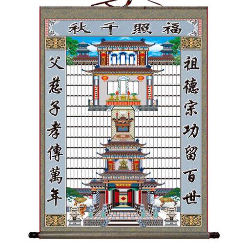 过年过节供奉老祖宗祖先家谱挂画